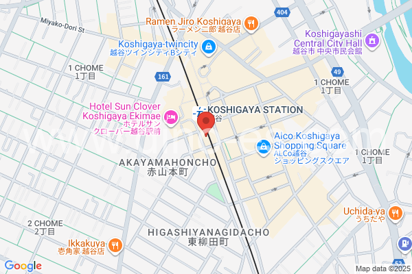 越谷メンズエステの地図です。map of Koshigaya station where spa and massage salons are located