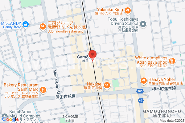 蒲生メンズエステの地図です。map of Gamō station where spa and massage salons are located