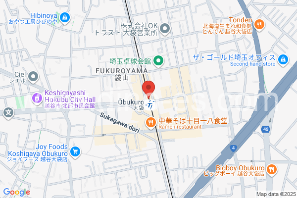 大袋メンズエステの地図です。map of Ōbukuro station where spa and massage salons are located