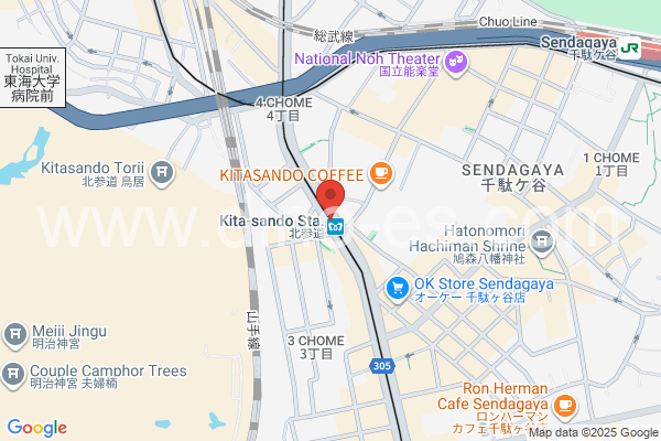 北参道メンズエステの地図です。map of Kitasandō station where spa and massage salons are located