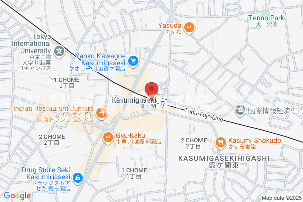 霞ヶ関(埼玉)メンズエステの地図です。map of Kasumigaseki station where spa and massage salons are located