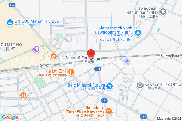 南古谷メンズエステの地図です。map of Minami-Furuya station where spa and massage salons are located