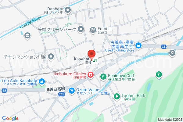 笠幡メンズエステの地図です。map of Kasahata station where spa and massage salons are located