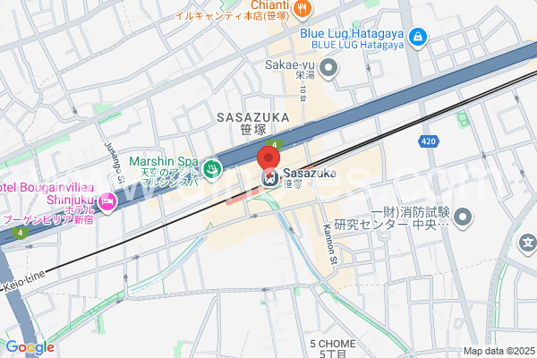 笹塚メンズエステの地図です。map of Sasazuka station where spa and massage salons are located
