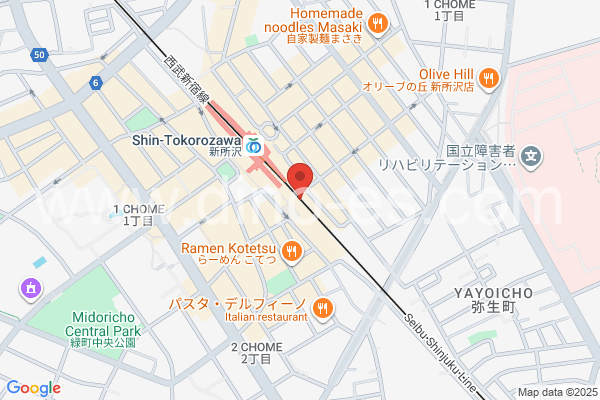 新所沢メンズエステの地図です。map of Shin-Tokorozawa station where spa and massage salons are located