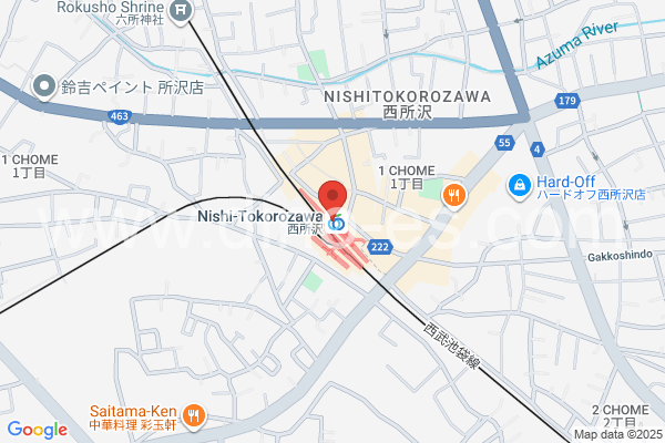 西所沢メンズエステの地図です。map of Nishi-Tokorozawa station where spa and massage salons are located