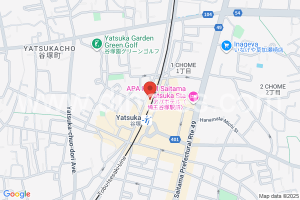 谷塚メンズエステの地図です。map of Yatsuka station where spa and massage salons are located