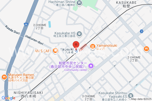 八木崎メンズエステの地図です。map of Yagisaki station where spa and massage salons are located