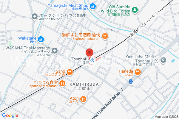 豊春メンズエステの地図です。map of Toyoharu station where spa and massage salons are located