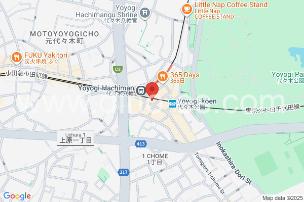 代々木公園メンズエステの地図です。map of Yoyogi-Kōen station where spa and massage salons are located