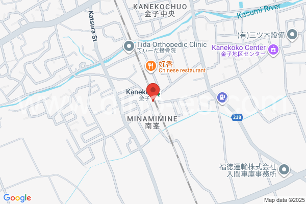 金子メンズエステの地図です。map of Kaneko station where spa and massage salons are located
