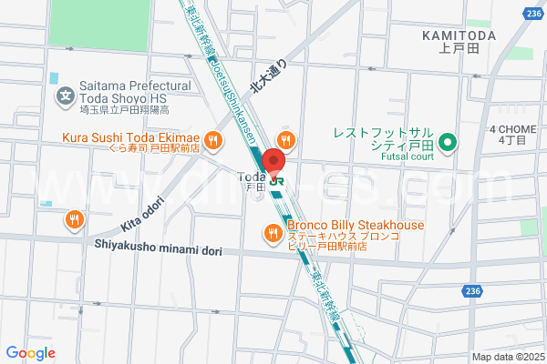 戸田(埼玉)メンズエステの地図です。map of Toda station where spa and massage salons are located