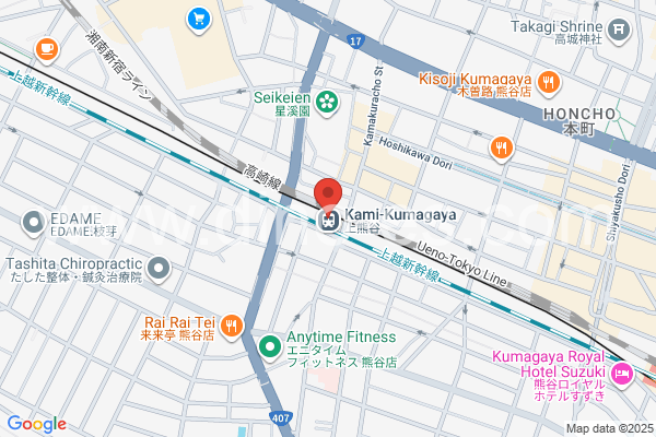 上熊谷メンズエステの地図です。map of Kami-Kumagaya station where spa and massage salons are located