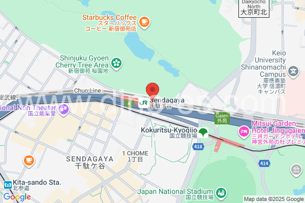 千駄ヶ谷メンズエステの地図です。map of Sendagaya station where spa and massage salons are located