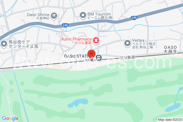 大麻生メンズエステの地図です。map of Ōasō station where spa and massage salons are located