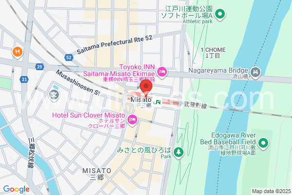 三郷(埼玉)メンズエステの地図です。map of Misato station where spa and massage salons are located