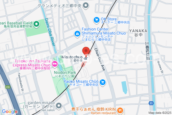 三郷中央メンズエステの地図です。map of Misatochūō station where spa and massage salons are located