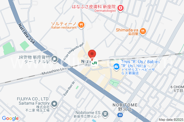 新座メンズエステの地図です。map of Niiza station where spa and massage salons are located