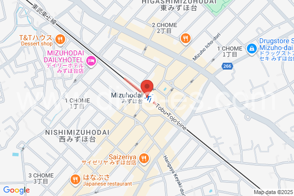 みずほ台メンズエステの地図です。map of Mizuhodai station where spa and massage salons are located