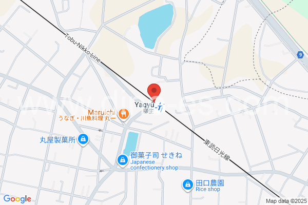柳生メンズエステの地図です。map of Yagyū station where spa and massage salons are located