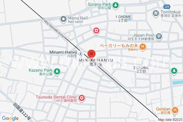 南羽生メンズエステの地図です。map of Minami-Hanyū station where spa and massage salons are located