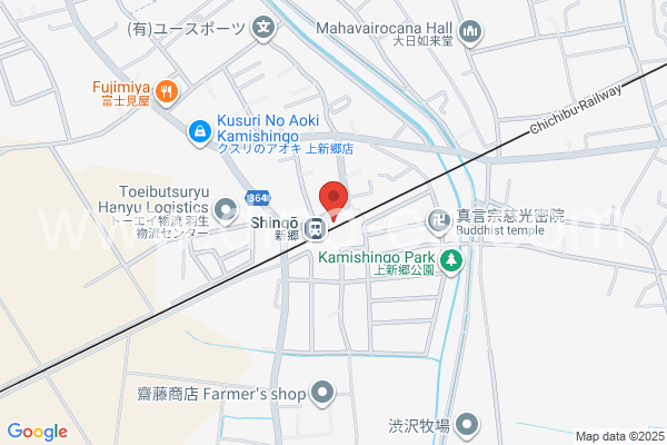 新郷(埼玉)メンズエステの地図です。map of Shingō station where spa and massage salons are located
