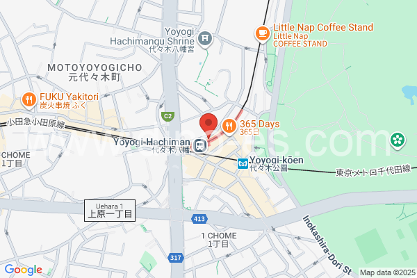 代々木八幡メンズエステの地図です。map of Yoyogi-Hachiman station where spa and massage salons are located