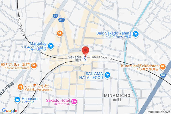 坂戸(埼玉)メンズエステの地図です。map of Sakado station where spa and massage salons are located