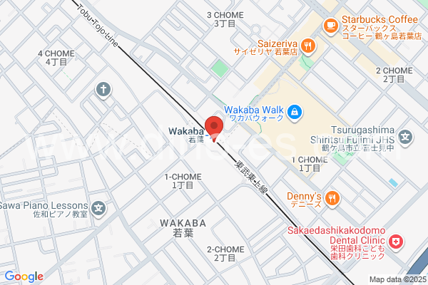 若葉メンズエステの地図です。map of Wakaba station where spa and massage salons are located