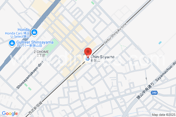 新狭山メンズエステの地図です。map of Shin-Sayama station where spa and massage salons are located