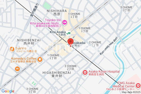 朝霞台メンズエステの地図です。map of Asakadai station where spa and massage salons are located