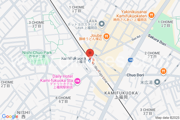 上福岡メンズエステの地図です。map of Kamifukuoka station where spa and massage salons are located