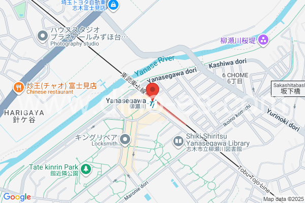 柳瀬川メンズエステの地図です。map of Yanasegawa station where spa and massage salons are located