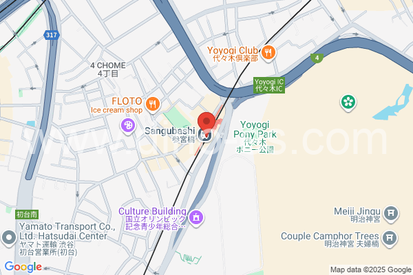 参宮橋メンズエステの地図です。map of Sangūbashi station where spa and massage salons are located