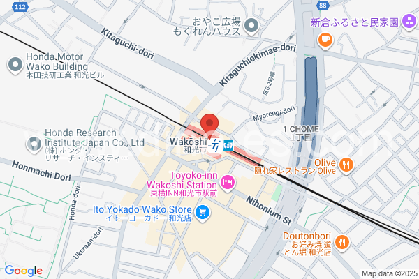 和光市メンズエステの地図です。map of Wakōshi station where spa and massage salons are located