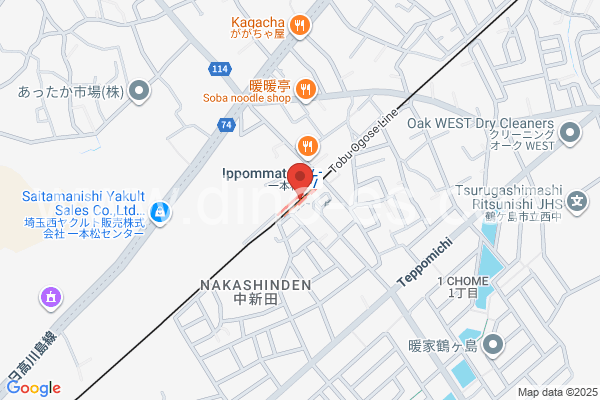 一本松(埼玉)メンズエステの地図です。map of Ippommatsu station where spa and massage salons are located