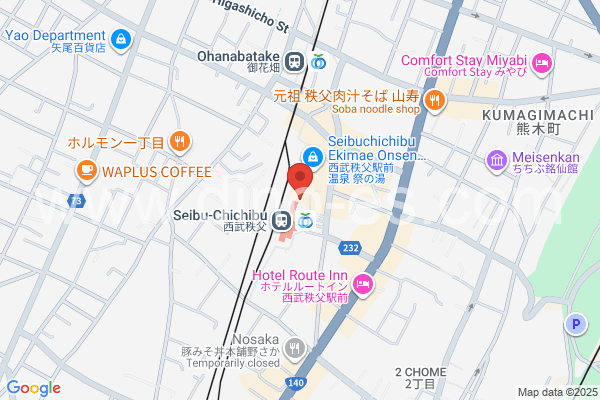 西武秩父メンズエステの地図です。map of Seibu Chichibu station where spa and massage salons are located
