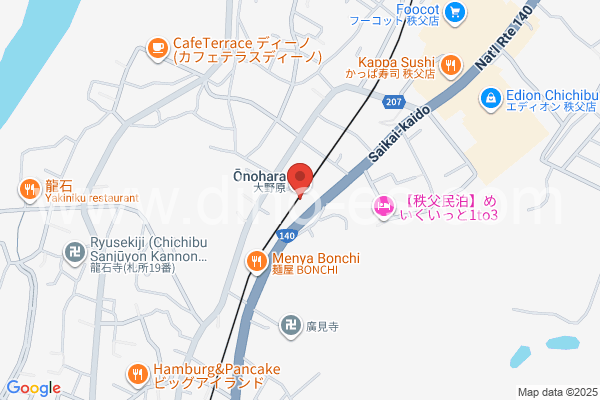 大野原メンズエステの地図です。map of Ōnohara station where spa and massage salons are located