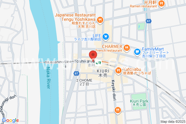 吉川メンズエステの地図です。map of Yoshikawa station where spa and massage salons are located