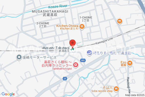 武蔵高萩メンズエステの地図です。map of Musashi-Takahagi station where spa and massage salons are located