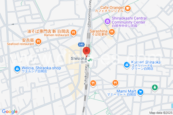 白岡メンズエステの地図です。map of Shiraoka station where spa and massage salons are located