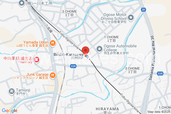 武州唐沢メンズエステの地図です。map of Bushū-Karasawa station where spa and massage salons are located