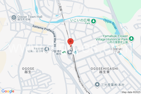 越生メンズエステの地図です。map of Ogose station where spa and massage salons are located
