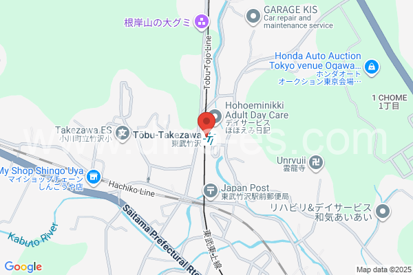 東武竹沢メンズエステの地図です。map of Tōbu Takezawa station where spa and massage salons are located