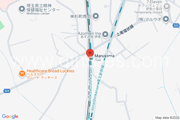 丸山(埼玉)メンズエステの地図です。map of Maruyama station where spa and massage salons are located