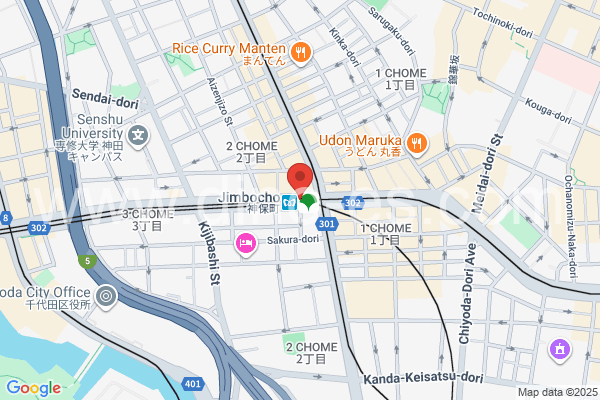 神保町メンズエステの地図です。map of Jimbōchō station where spa and massage salons are located