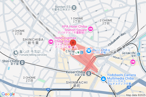 千葉メンズエステの地図です。map of Chiba station where spa and massage salons are located