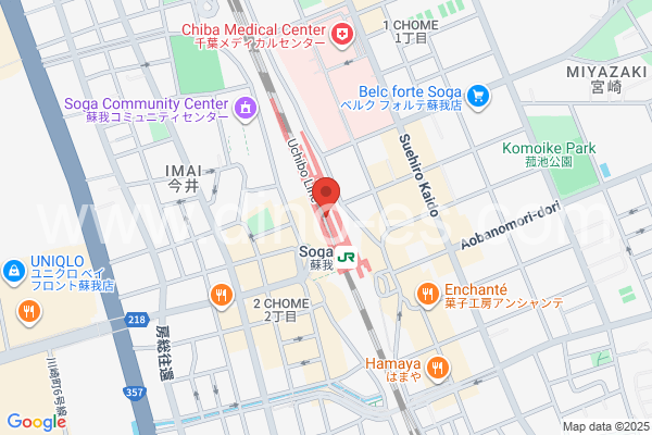 蘇我メンズエステの地図です。map of Soga station where spa and massage salons are located
