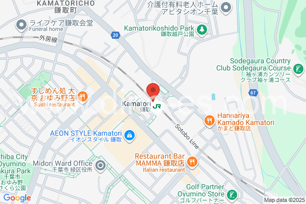 鎌取メンズエステの地図です。map of Kamatori station where spa and massage salons are located