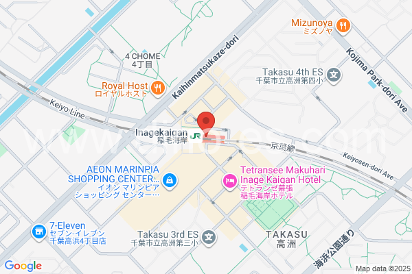 稲毛海岸メンズエステの地図です。map of Inagekaigan station where spa and massage salons are located
